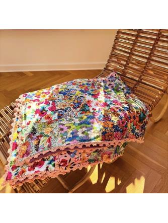 Tæppe - Kvadratisk lyserød/blå/orange/lilla m.v.